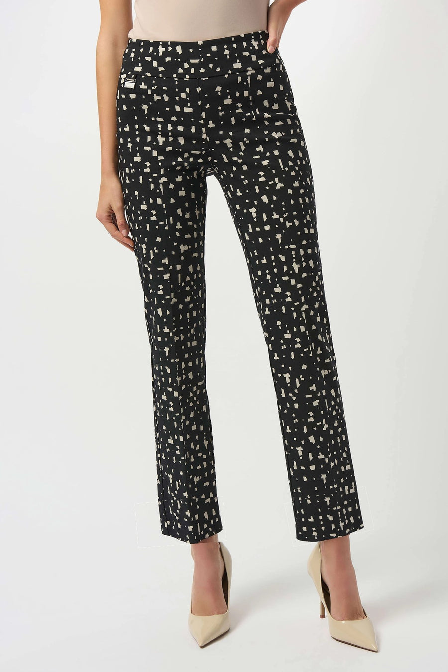 253097 Beige Print Slim Leg Cigarette Pant