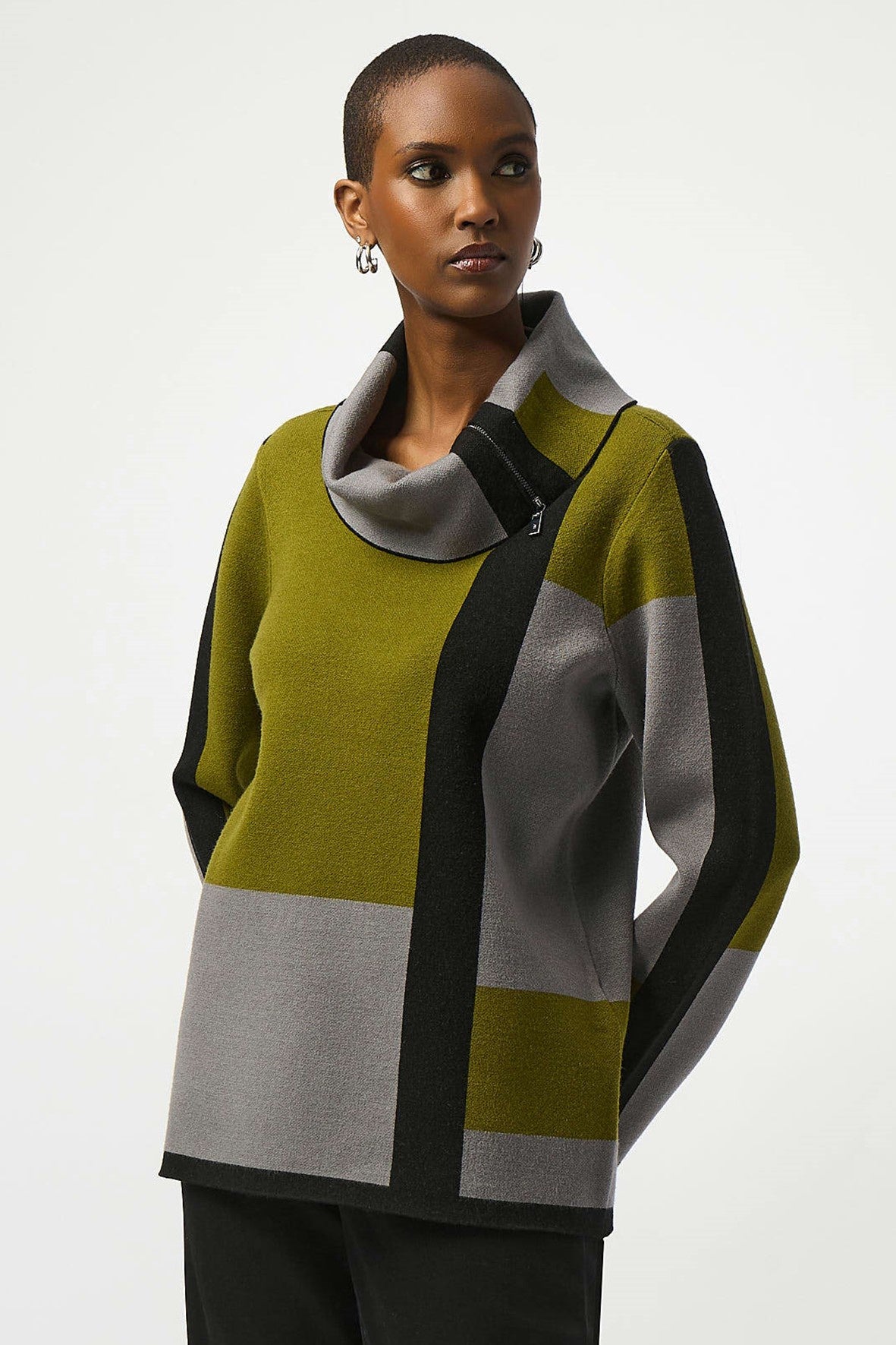 253911 Jacquard Sweater Colour Block Pullover