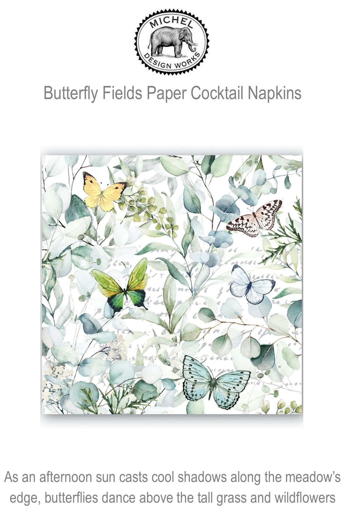 814439 MDW Butterfly Fields Cocktail Paper Napkins