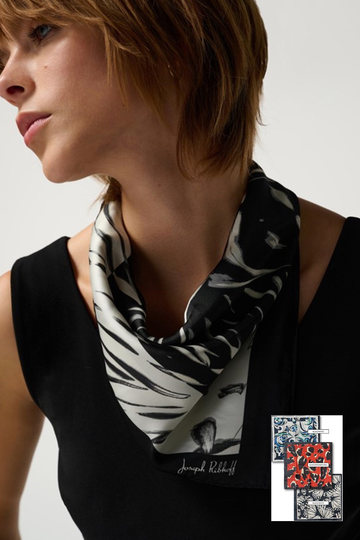 JR0012 Silky Satin Abstract Print Bandana Scarf