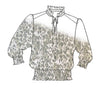 9037 Shirred Waist Cheetah Silk Cotton Top