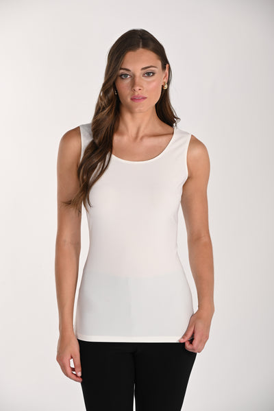 010 WHITE Scoop Neck Singlet With Bust Dart