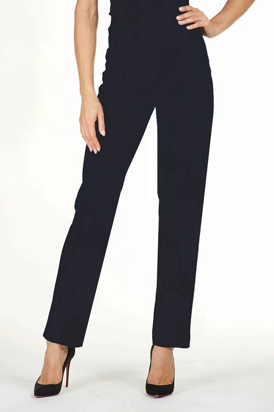 017 DEEP NAVY Classic Leg Two Way Stretch Pant with Front Seam Detail