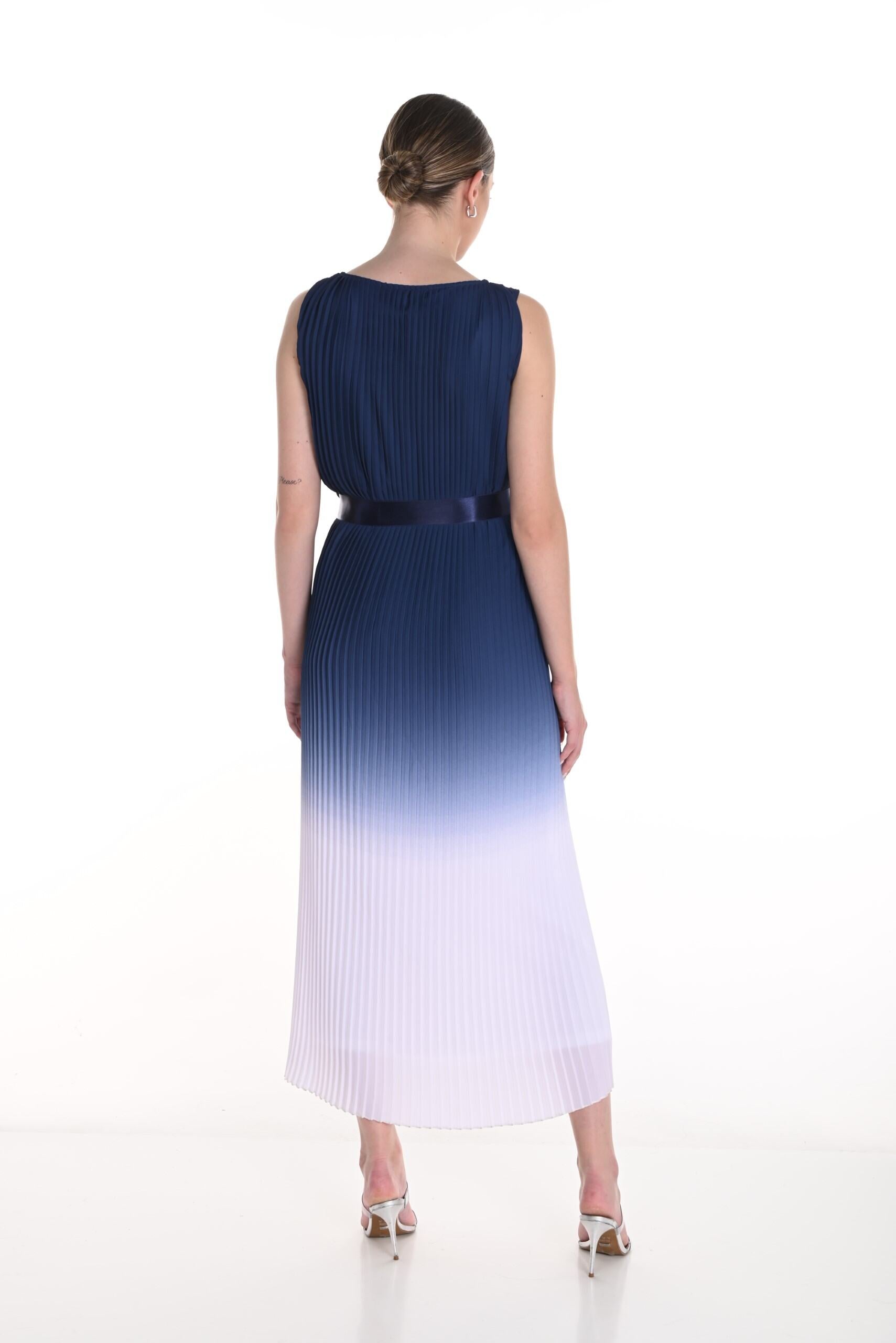 258149 Mini Pleat Watercolor S/less Boatneck Dress - Darling 258149 Mini Pleat Watercolor S/less Boatneck Dress - Darling