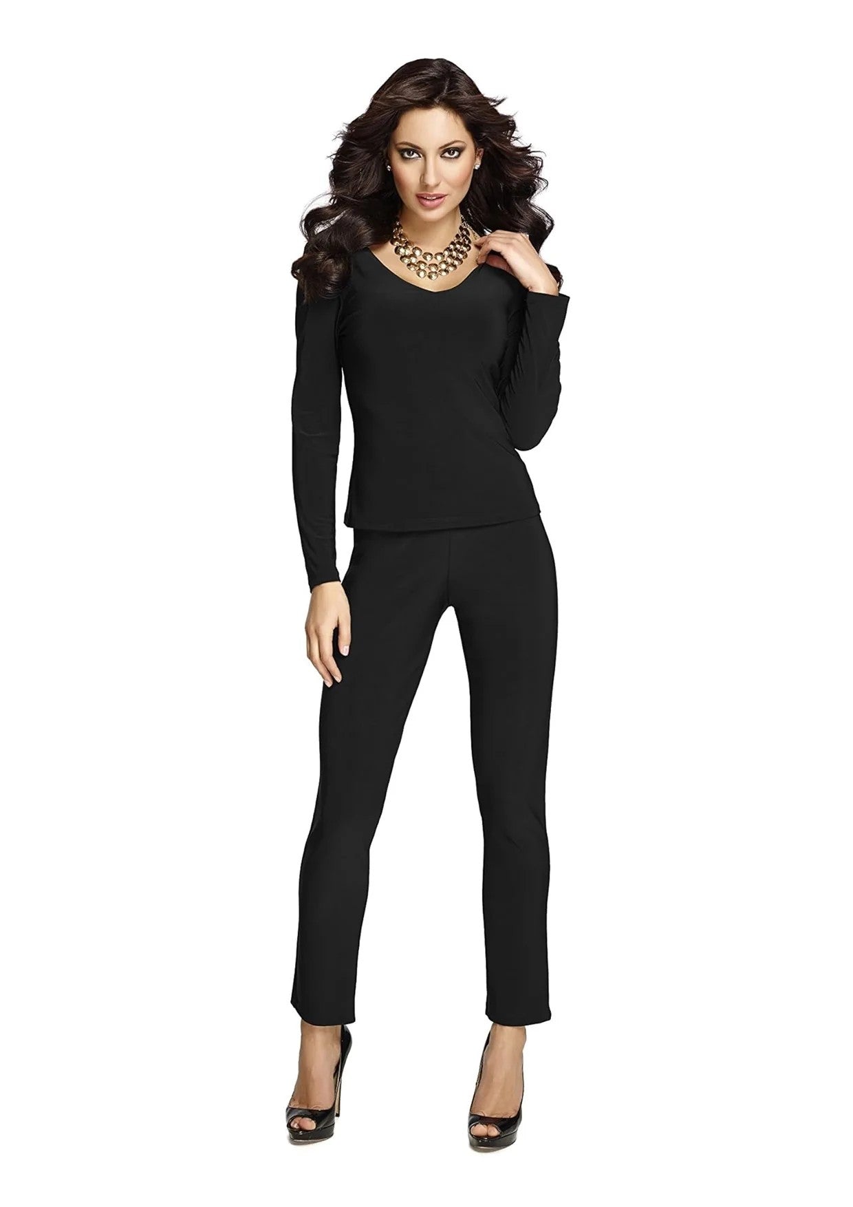 082 DEEP NAVY Slim Leg Two Way Stretch Basque Pant