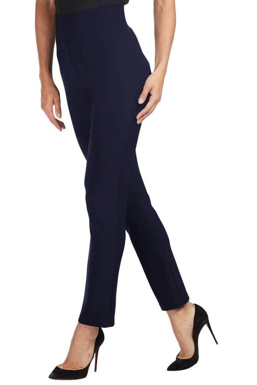 082 DEEP NAVY Slim Leg Two Way Stretch Basque Pant