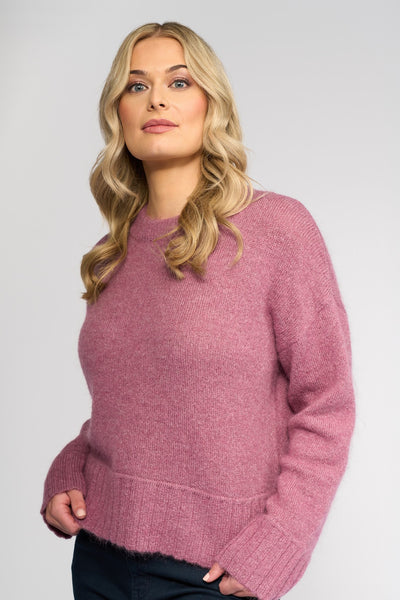 V1089 BERRY Mohair/Wool Relaxed Fit Knit Sweater