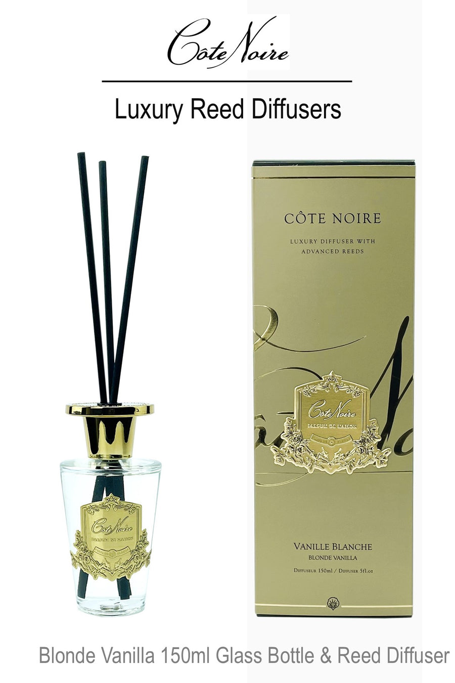 GMDL15003 BLOND VANILLA 150ml Glass Bottle & Reed Diffuser