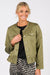 2047 Olive Ruffle Hem Tencel Denim Jacket