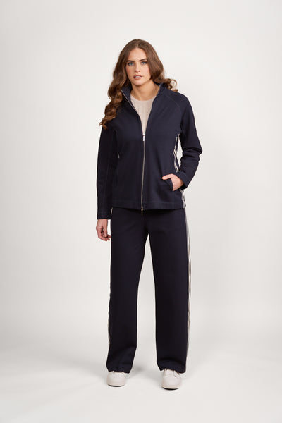2080 Side Stripe Zip-up Rayon Ponti Leisure Jacket