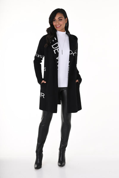 214144U  Rayon Blend Cardigan Coat With Hood