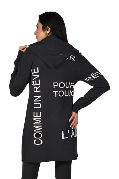 214144U  Rayon Blend Cardigan Coat With Hood