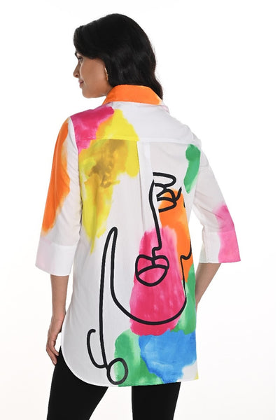 256749U  Picasso Print Long Blouse
