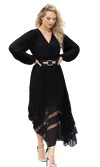 Mini Pleat Cross-over Chiffon Dress