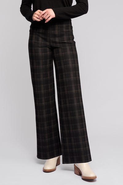 V235 CHECK Wide Leg Style Stretch Pant