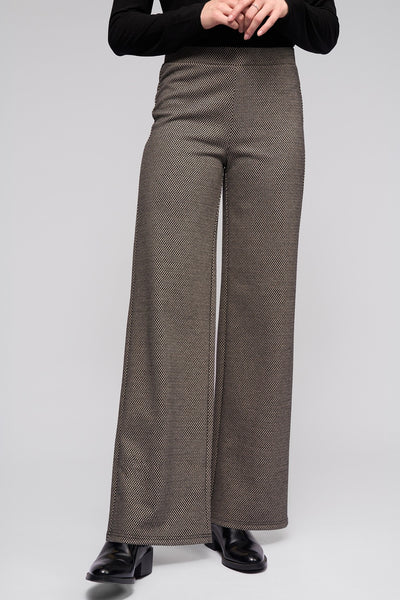 V235B FINE CHECK Wide Leg Style Stretch Pant