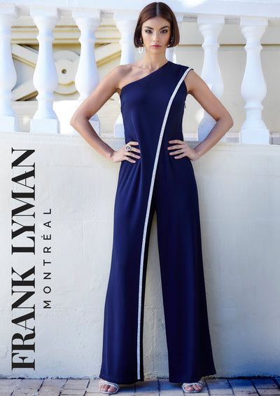 Asymmetric Diamante Trim Pant Suit