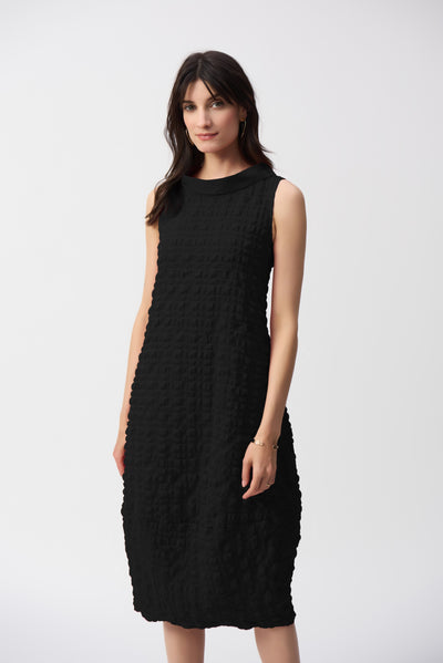 241204S25 Seersucker Mandarin Collar Cocoon Dress