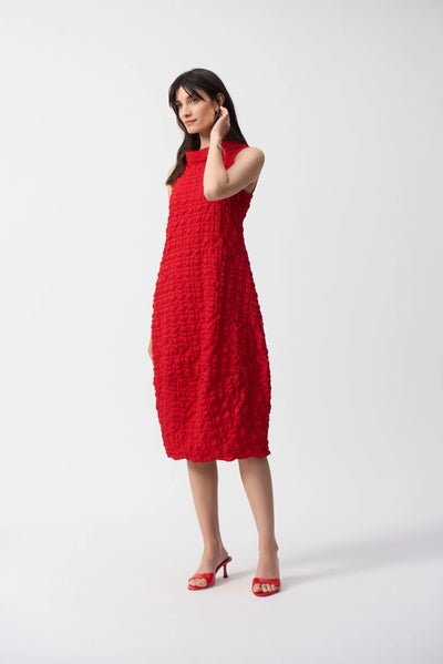 241204S25 Seersucker Mandarin Collar Cocoon Dress