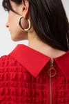 241204S25 Seersucker Mandarin Collar Cocoon Dress