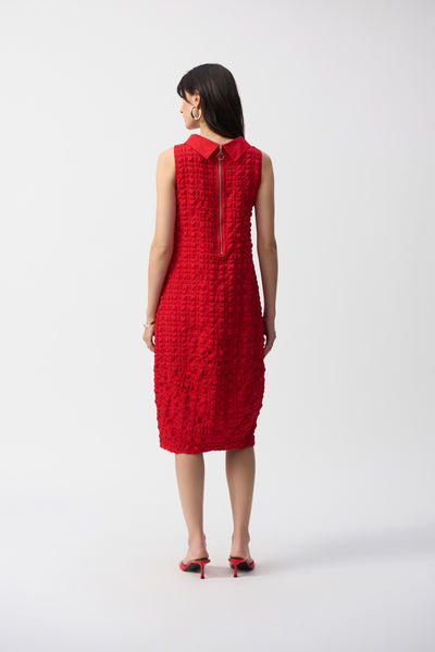 241204S25 Seersucker Mandarin Collar Cocoon Dress