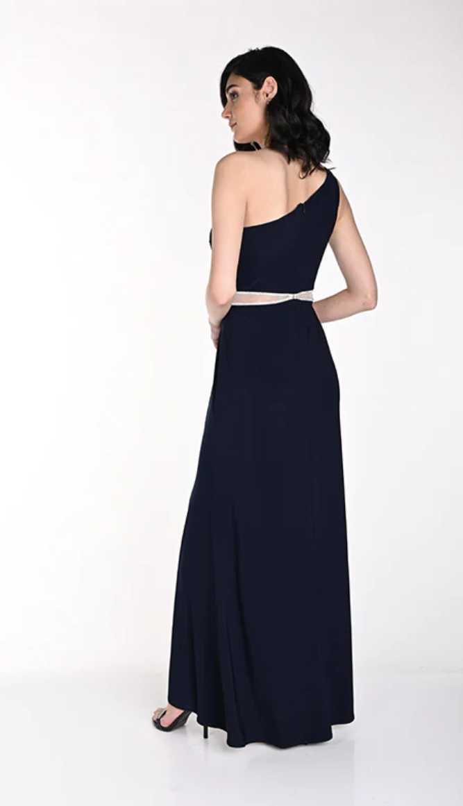 242001  Cutout Waist Gown With Leg Split