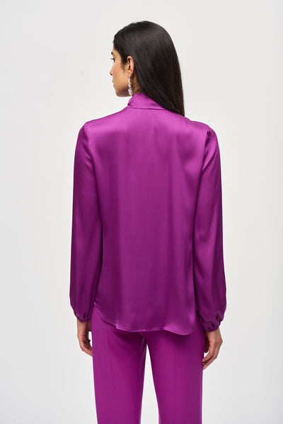 243022 Shimmer Satin Tie Blouse