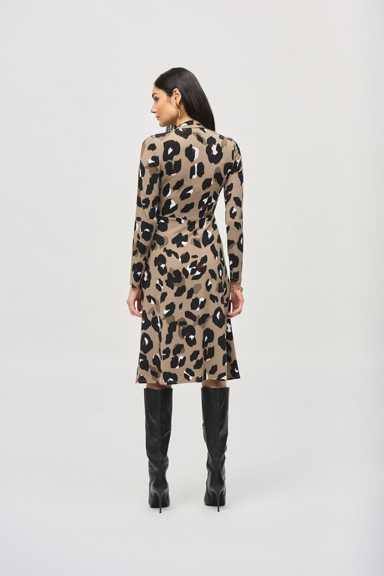 243173 Silky Knit Animal Print Wrap Dress
