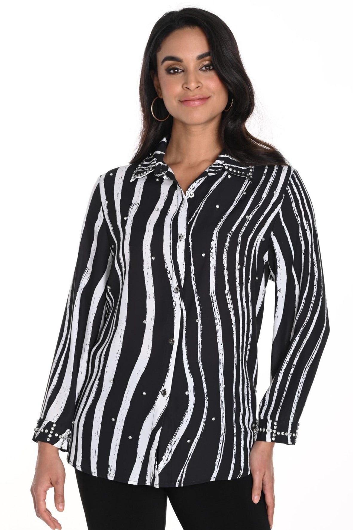 243480U Brush Line Chrystal Stud Shirt