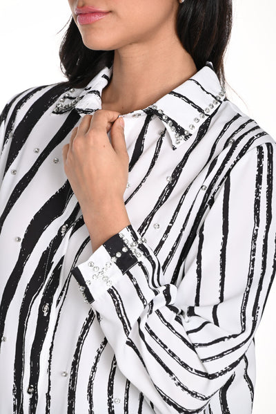 243480U Brush Line Chrystal Stud Shirt