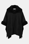 243930F25 Cozy Jacquard Fur Trim Drama Cape