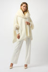243930F25 Cozy Jacquard Fur Trim Drama Cape