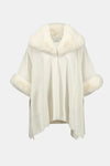 243930F25 Cozy Jacquard Fur Trim Drama Cape