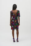 244180 Sequined Mesh Floral Sheath Dress