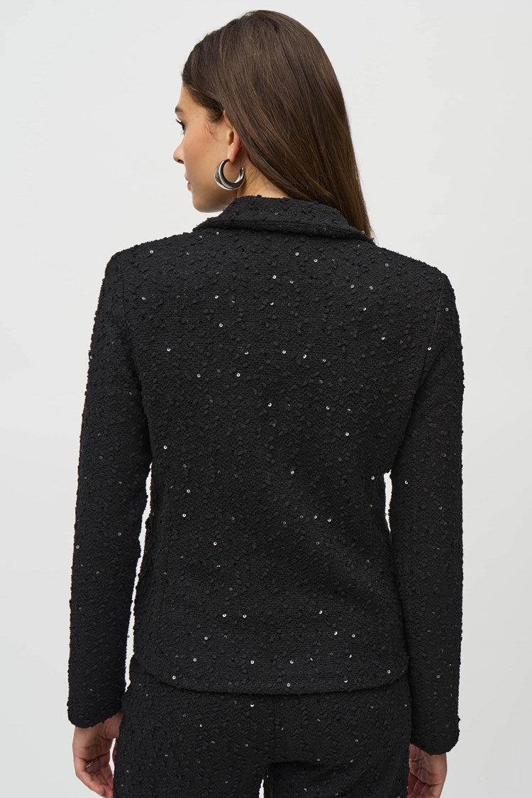 244203 Sequin Bouclé Blazer with Chain Trim Detail