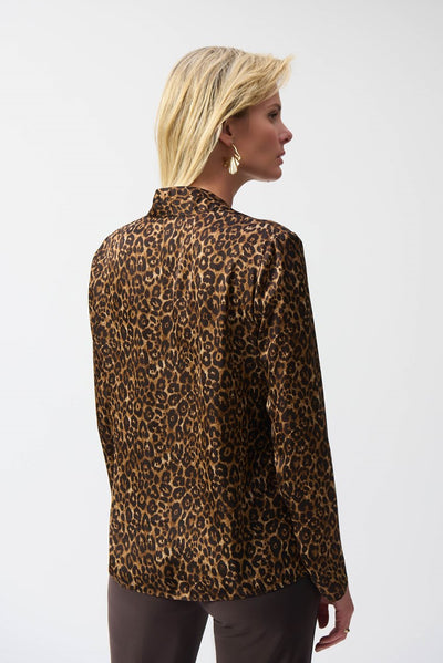 244253 Luster Satin Cheetah Blouse