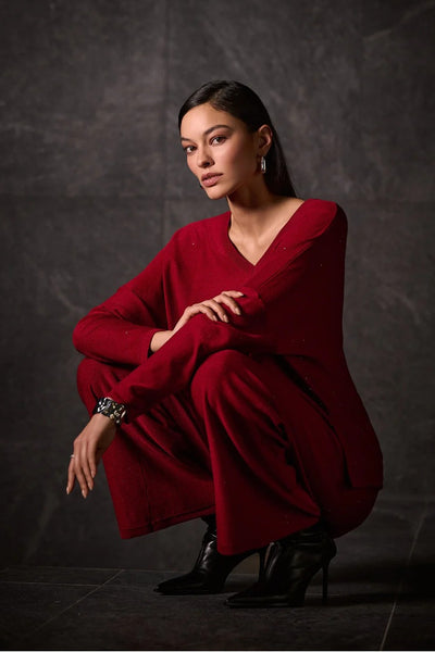 244921F25  V Neck Shimmer Knit Jumper