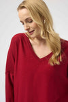 244921F25  V Neck Boxy Shimmer Knit Jumper