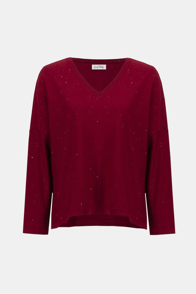 244921F25  V Neck Boxy Shimmer Knit Jumper