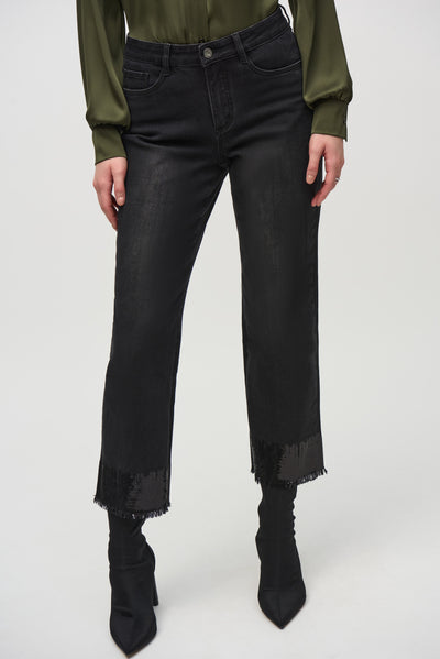 244948 Crop Denim Pants with Sequin Trim