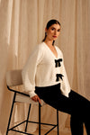 246224U Plush Rayon Blend Bow Cardigan