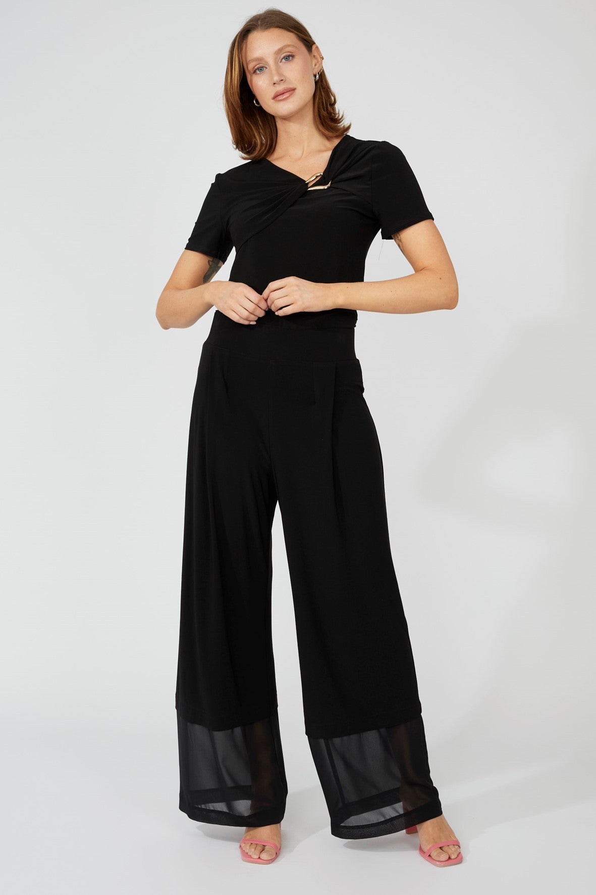 251004 Buckle V-Neck Evening Top