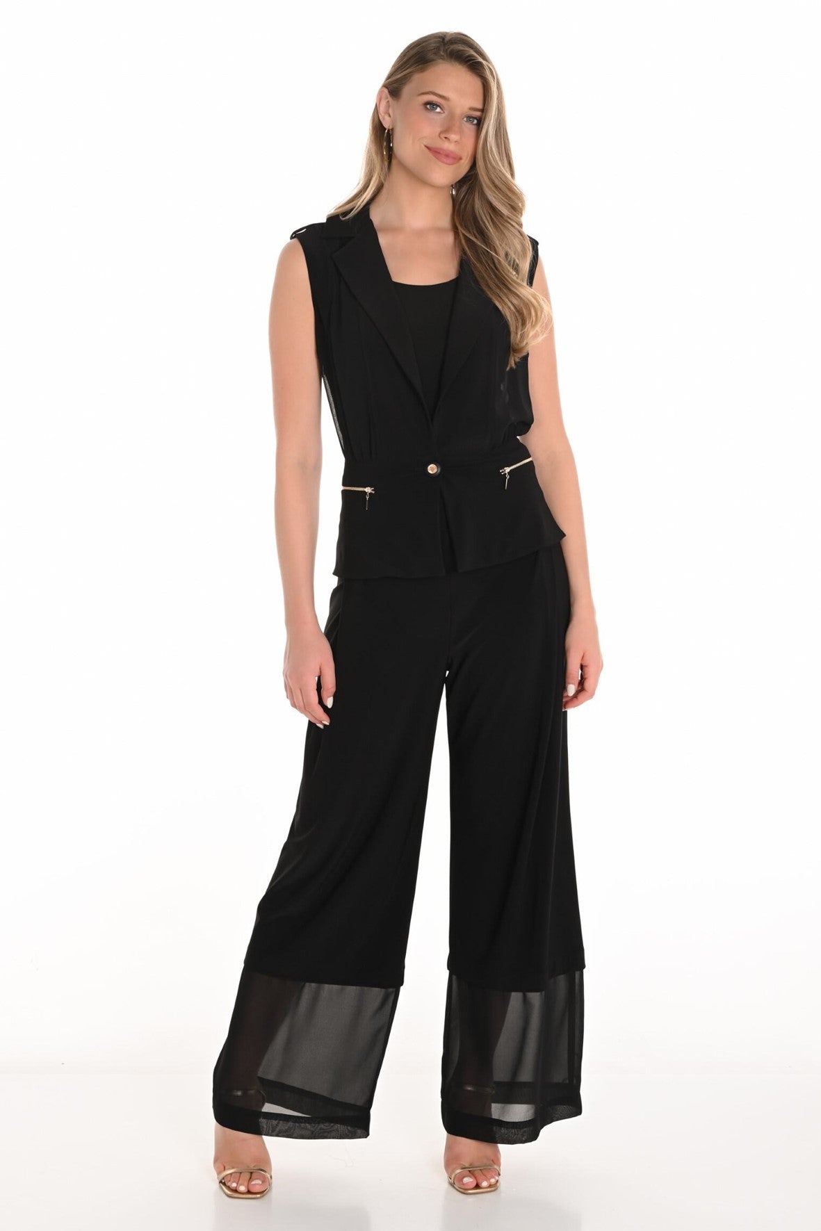 251048 Flat Basque Chiffon Hem Evening Pant