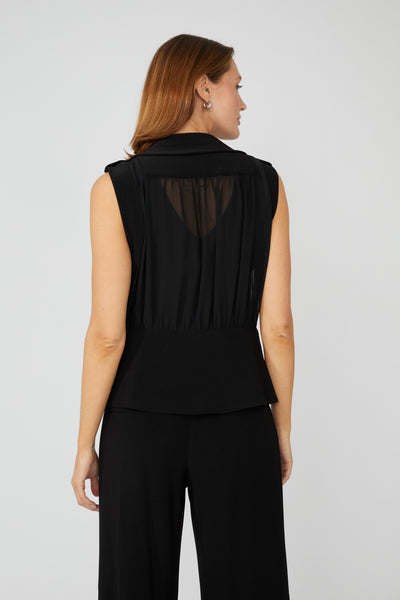 251049 Peplum Chiffon Panel Twill Suiting Waistcoat