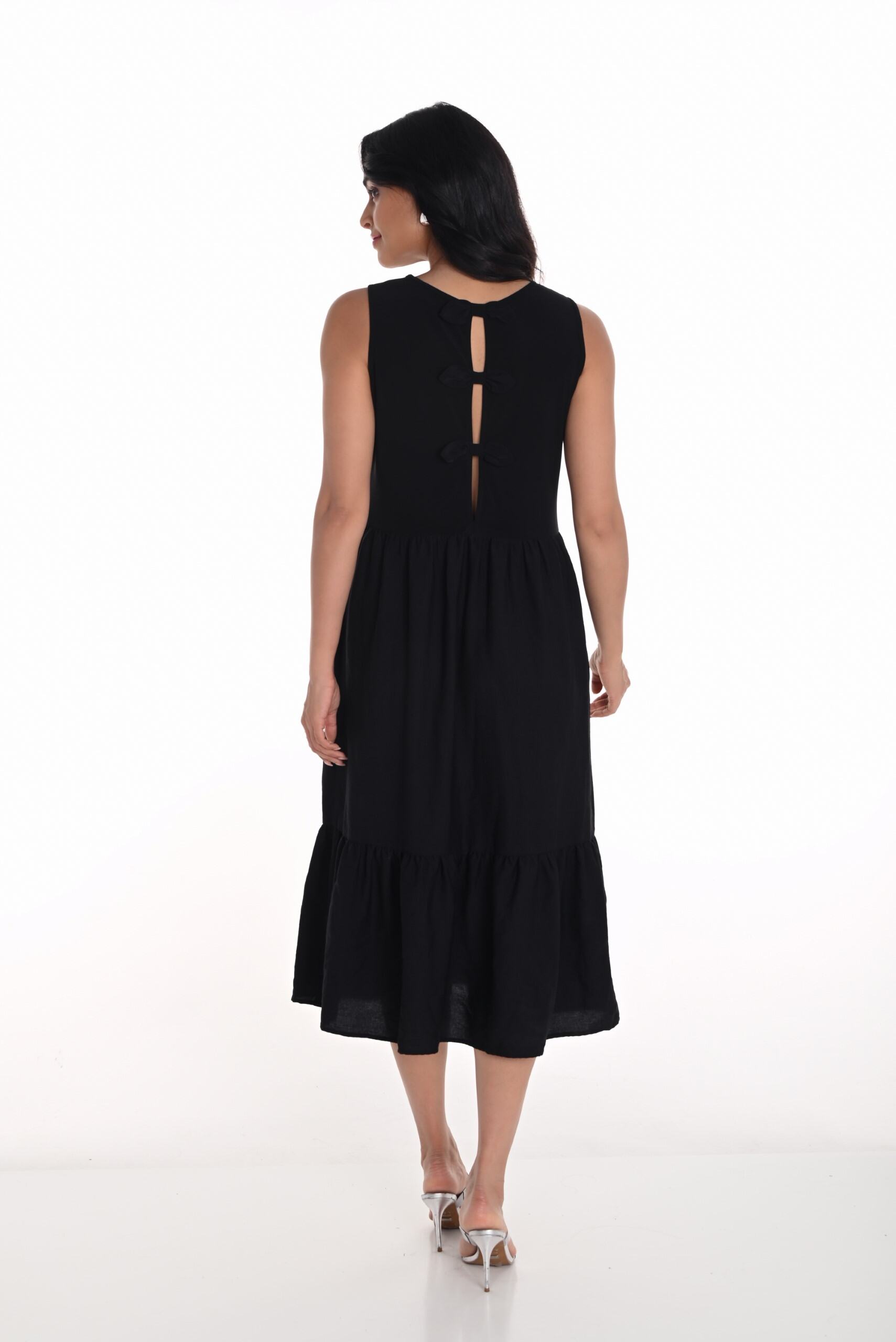 251110 Bow Bodice Layered Gather Dress