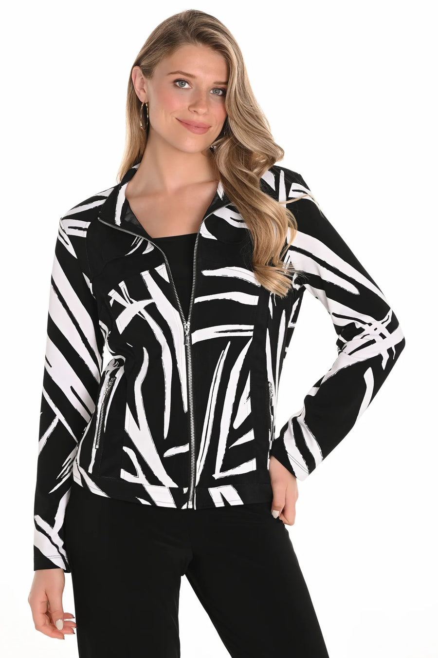 251129 Zip Front Bold Print Panel Jacket