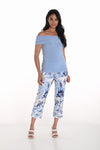 251244 Flat Band Floral Print Cuff Pant