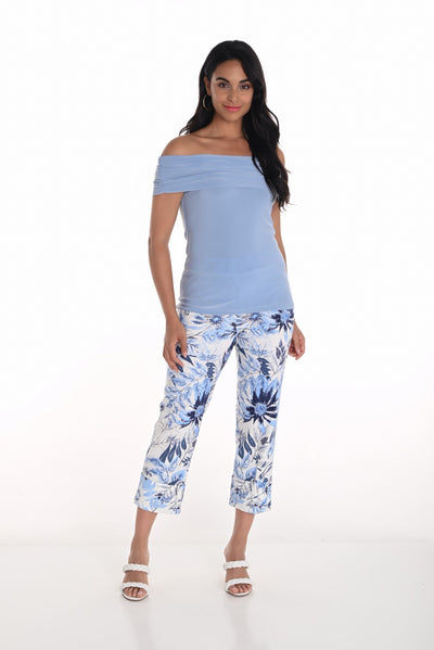 251244 Flat Band Floral Print Cuff Pant