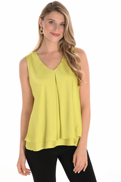 251250 V-Neck Luster Satin S/Less Layer Top