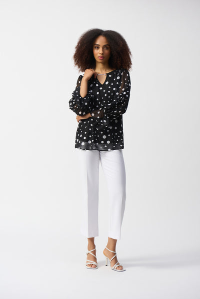 251277 Chiffon Dot Print Boxy Top